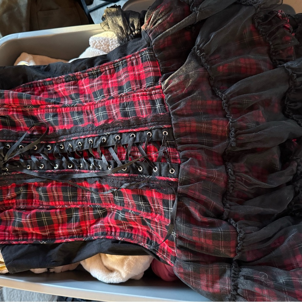 Tripp NYC Red and Black Plaid Mini Dress